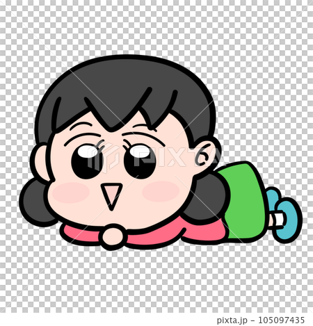 うつ伏せをしている女の子 105097435