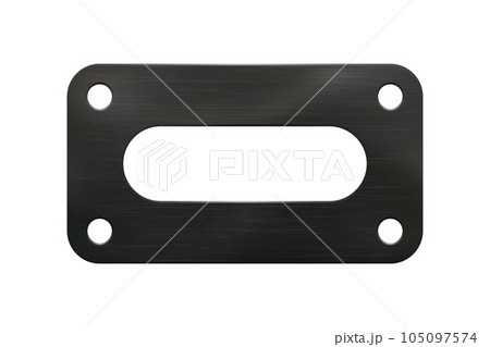 Rectangular black rubber gasket with rounded corners, elliptical and four round holes Rectangular black rubber gasket with rounded corners, elliptical and four round holes 105097574