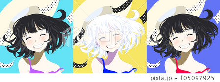 ニッコリ笑顔のボブガール【イラスト】 ニッコリ笑顔のボブガール【イラスト】 105097925