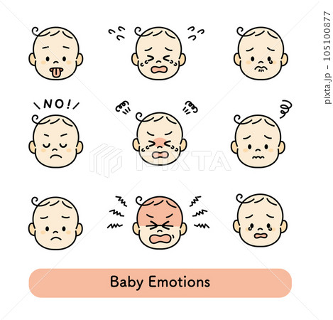 赤ちゃん ベビー 顔 イラスト アイコン セット 不機嫌 赤ちゃん ベビー 顔 イラスト アイコン セット 不機嫌 105100877