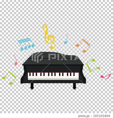 鋼琴和音符插畫素材矢量 鋼琴和音符插畫素材矢量 105101604