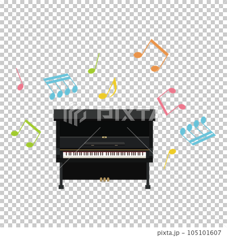 鋼琴和音符插畫素材矢量 鋼琴和音符插畫素材矢量 105101607