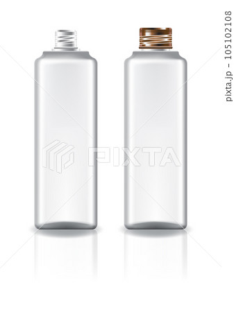 White square cosmetic bottle with copper screw lid for beauty or healthy product. 105102108