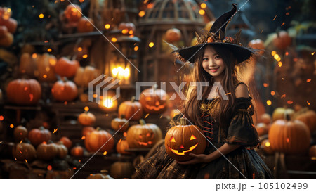 小さな魔女とかぼちゃ 105102499