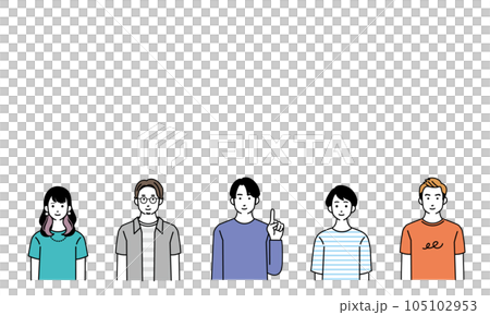 Simple illustration set of young generation men and women 105102953