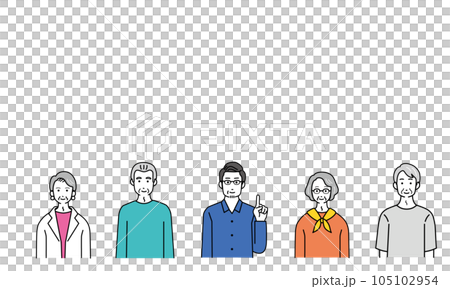 Simple illustration set of elderly men and women Simple illustration set of elderly men and women 105102954