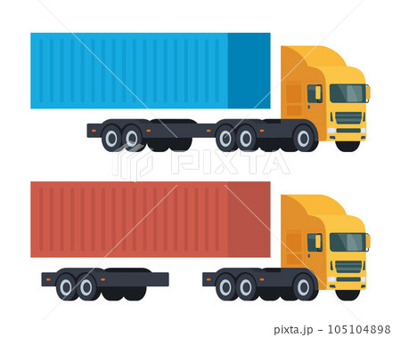 Cargo Truck parts: body, cabin. Commercial transport. Logistics. Car for the carriage of goods. Flat vector illustration. Cargo Truck parts: body, cabin. Commercial transport. Logistics. Car for the carriage of goods. Flat vector illustration. 105104898