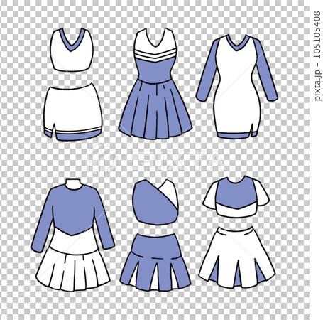 Blue cheerleader costume illustration set - Stock Illustration [105105408]  - PIXTA