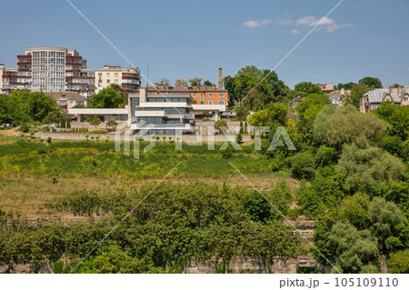 Kamianets-Podilskyi cityscape with Smotrych river canyon, Ukraine. 105109110