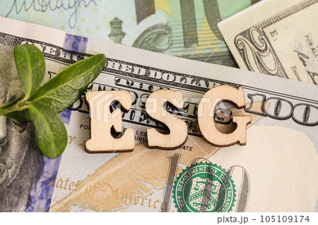 ESG. Environmental, Social, and Corporate Governance. Dollar Banknote Money Texture 105109174