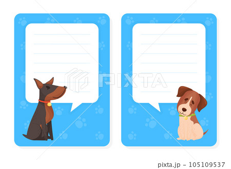 Cartoon Dog Character Note or Reminder Card Vector Template Cartoon Dog Character Note or Reminder Card Vector Template 105109537