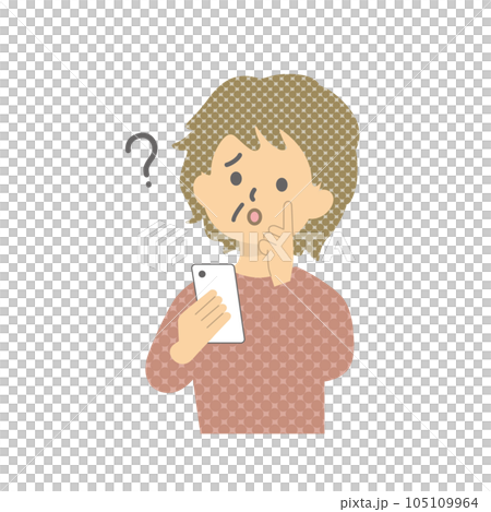 Stock Illustration: Senior woman operating a smartphone_40 Stock Illustration: Senior woman operating a smartphone_40 105109964