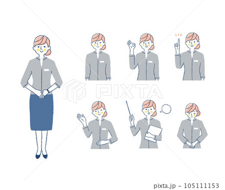 案内係の女性の表情_h17　バリエーションセット 105111153