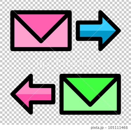 在信封中發送和接收電子郵件的圖標插圖 105111468