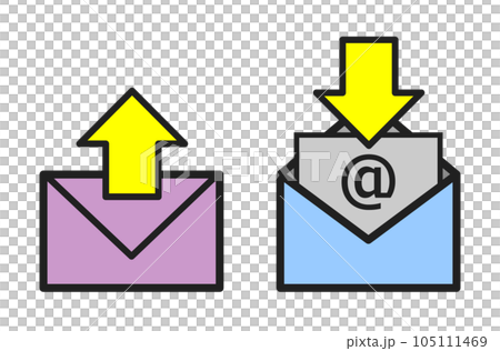 在信封中發送和接收電子郵件的圖標插圖 105111469
