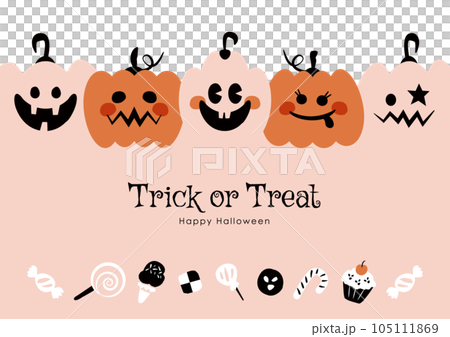 Halloween and sweets background illustration Simple and pop pumpkin ghost 105111869