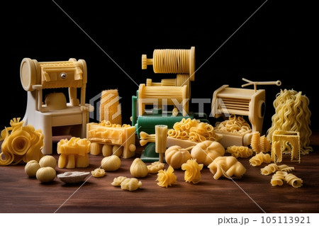 pasta machine various pasta shapes, created with generative ai 105113921