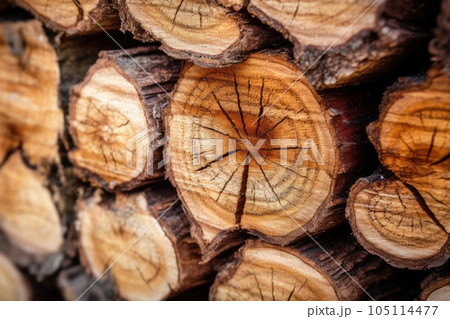 close-up of wood grain texture in split firewood, created with generative ai close-up of wood grain texture in split firewood, created with generative ai 105114477