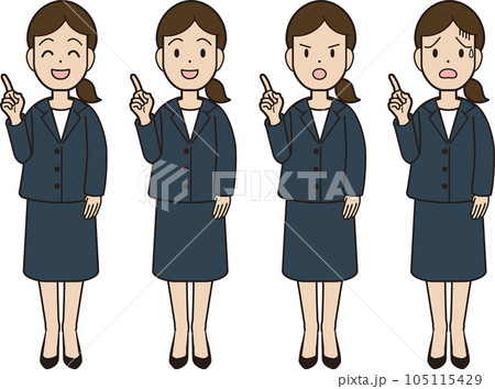 指をさすスーツの若い女性 プレゼン 案内 紹介  指をさすスーツの若い女性 プレゼン 案内 紹介  105115429