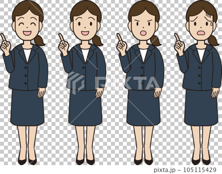 指をさすスーツの若い女性 プレゼン 案内 紹介  指をさすスーツの若い女性 プレゼン 案内 紹介  105115429