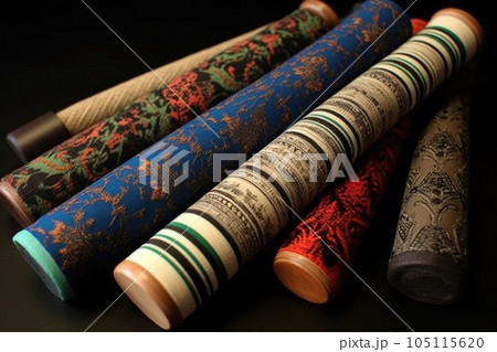 cricket bat handles wrapped in grip tape, created with generative ai 105115620