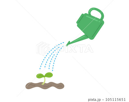 植物に、じょうろで水やりするシーンのイラスト 105115651