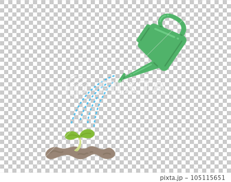 植物に、じょうろで水やりするシーンのイラスト 105115651