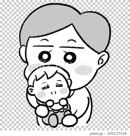 Dad cradling a baby monochrome Dad cradling a baby monochrome 105117526