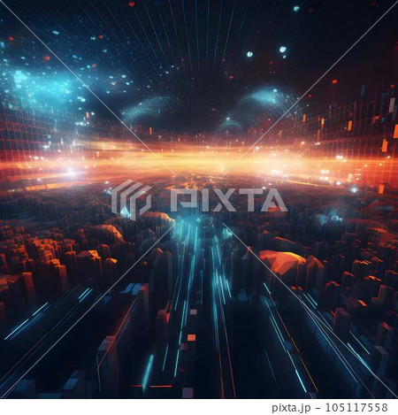 抽象的な近未来の世界 105117558