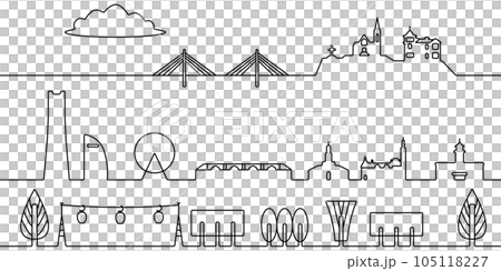 Yokohama streets 2 Monochrome line drawing Yokohama streets 2 Monochrome line drawing 105118227