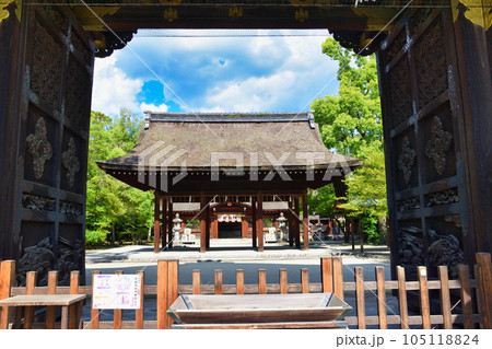 京都　豊国神社　唐門から見た拝殿と本殿 105118824