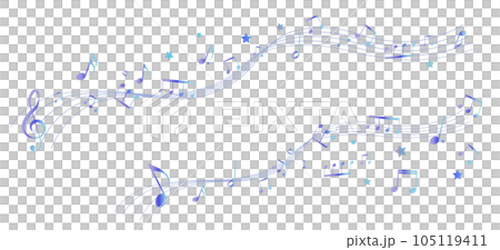 具有透視感的樂譜框架插圖，靈感來自夜空，五線譜背景插圖 105119411