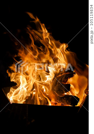 夜の焚き火 105119834
