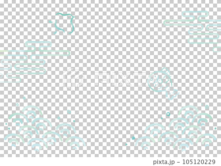 帶有魚和波浪的水彩背景模板 105120229