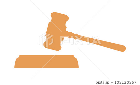 茶色単色のガベルとサウンドブロック（小槌、オークションハンマー、台、裁判、議会） 105120567