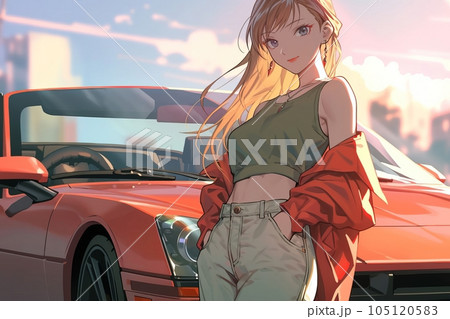 スーパーカーと女性,Generative AI AI画像 105120583