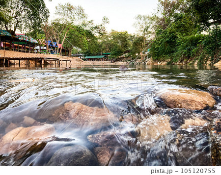 beautiful water fall and a place to relax for everyone on holiday 105120755