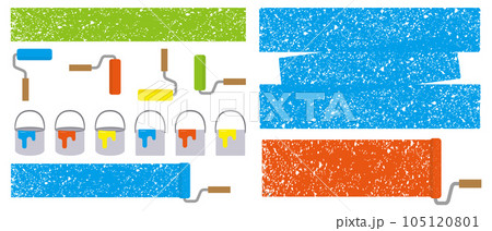 ペンキとペンキローラーのイラスト ペンキとペンキローラーのイラスト 105120801