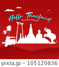 Hello thailand vector text blue red background 105120836