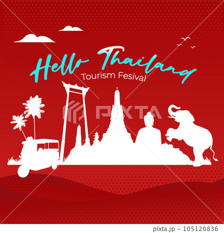 Hello thailand vector text blue red background Hello thailand vector text blue red background 105120836