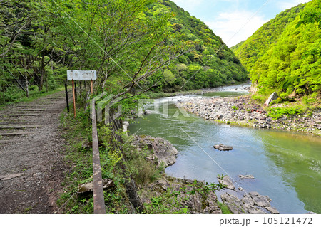 初夏の旧福知山線 廃線を利用したハイキングコース 渓谷とトンネル群 初夏の旧福知山線 廃線を利用したハイキングコース 渓谷とトンネル群 105121472