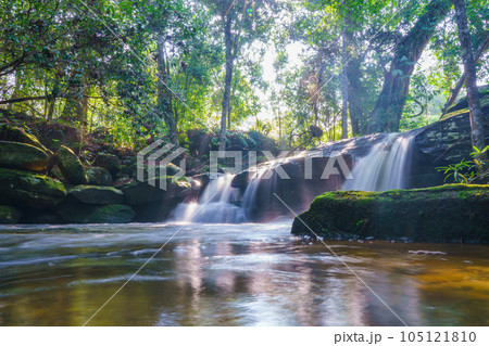 Waterfall at Phu Kradueng national park, Loei Thailand, beautiful landscape of waterfalls in rainforest Waterfall at Phu Kradueng national park, Loei Thailand, beautiful landscape of waterfalls in rainforest 105121810
