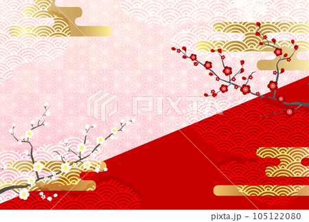 梅 和柄 年賀状 背景 梅 和柄 年賀状 背景 105122080