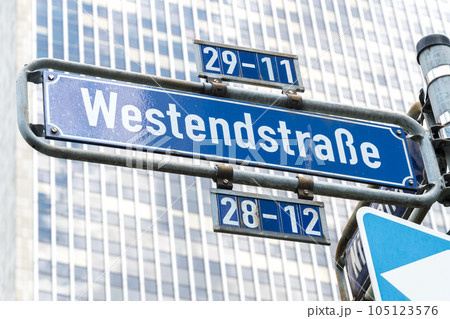 Westendstrasse street name sign, Frankfurt am Main, Germany Westendstrasse street name sign, Frankfurt am Main, Germany 105123576