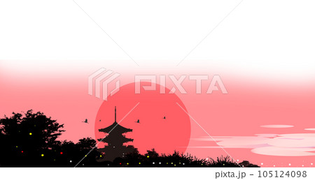 古都の日の出の風景イラスト 105124098