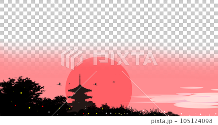 古都の日の出の風景イラスト 105124098