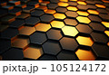 Abstract futuristic background with hexagons. Dark background with honeycombs. 105124172