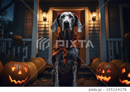 Dogs in Halloween costumes 105124176