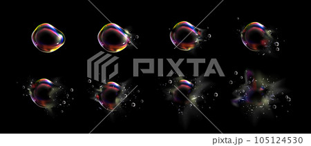 Iridescent foam bubble burst explosion sprite Iridescent foam bubble burst explosion sprite 105124530