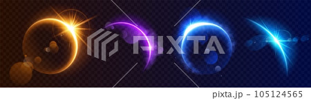 Moon eclipse light flare horizon space background 105124565